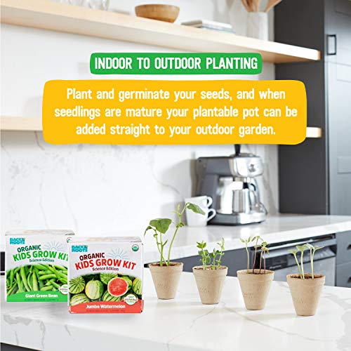 Back to the Roots Kids Science Grow Kit: Organic Bean & Watermelon Gardening Set (2-Pack)