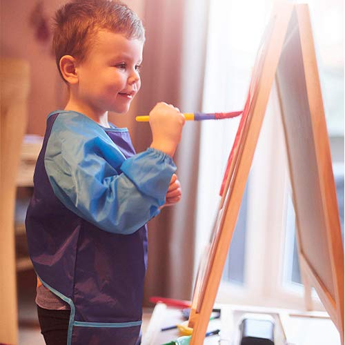 BAHABY Kids Art Smocks 4 Pack - Waterproof Painting Aprons with Long Sleeves and Pockets for Ages 3-8