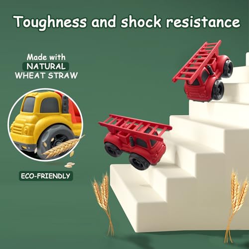 Baimiby 4-Pack Toddler Trucks: Dump Truck & Cement Mixer Toys for 3-4 Year Olds, BPA Free Push Cars for Indoor Outdoor Play, Christmas Birthday Gifts