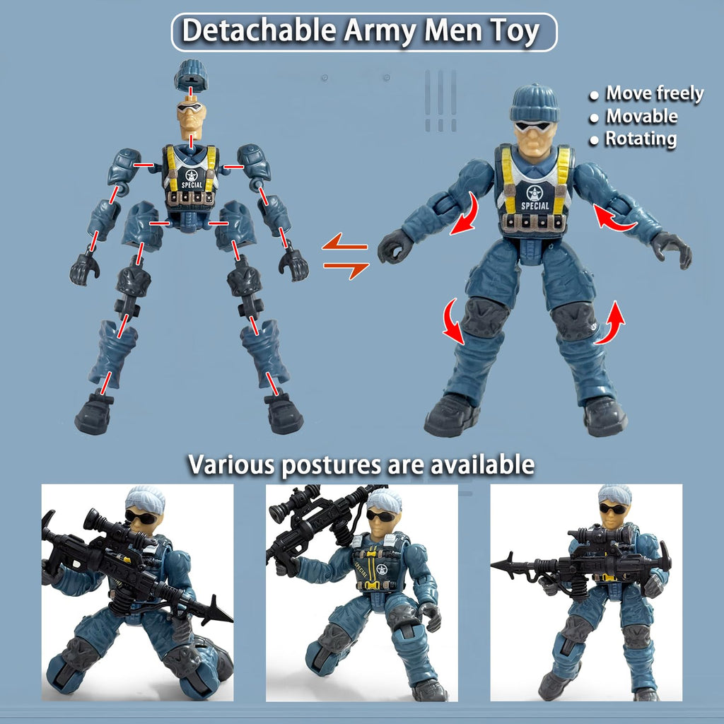 Baimiby Army Men Action Figures Set – 6 Poses, 6 Weapons, 2 Dogs for Imaginative Play