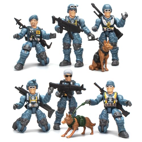 Baimiby Army Men Action Figures Set – 6 Poses, 6 Weapons, 2 Dogs for Imaginative Play