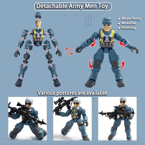 Baimiby Army Men Action Figures Set – 6 Poses, 6 Weapons, 2 Dogs for Imaginative Play