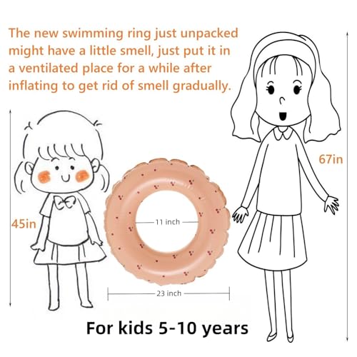 BAITEMJIA Inflatable Swim Ring for Kids Ages 5-10 – Blue and Pink Stripes Pool Float