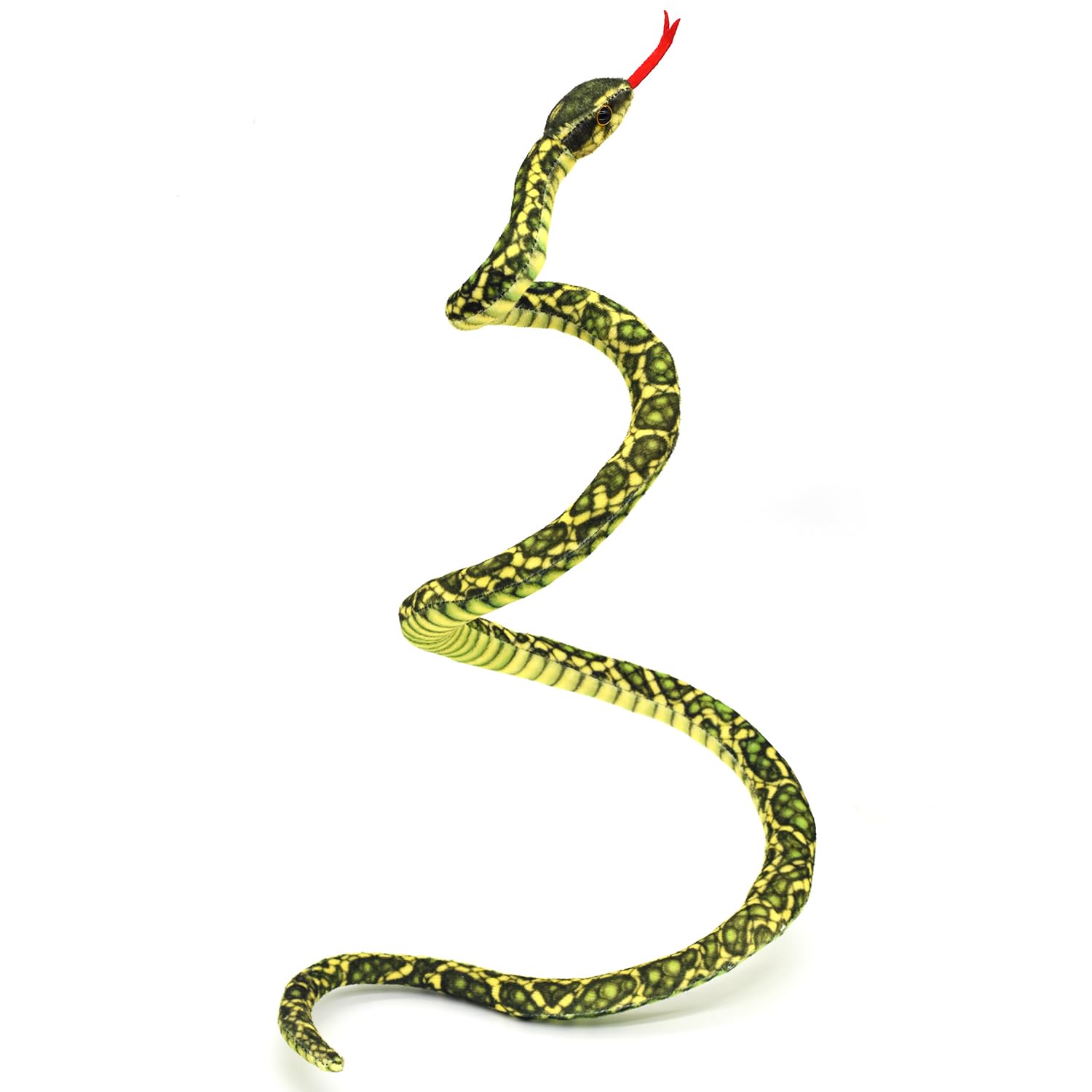 Bakalizoo 3.6 ft Long Soft Snake Plush – Realistic Green Stuffed Animal for Pranks, Gifts, and Decor