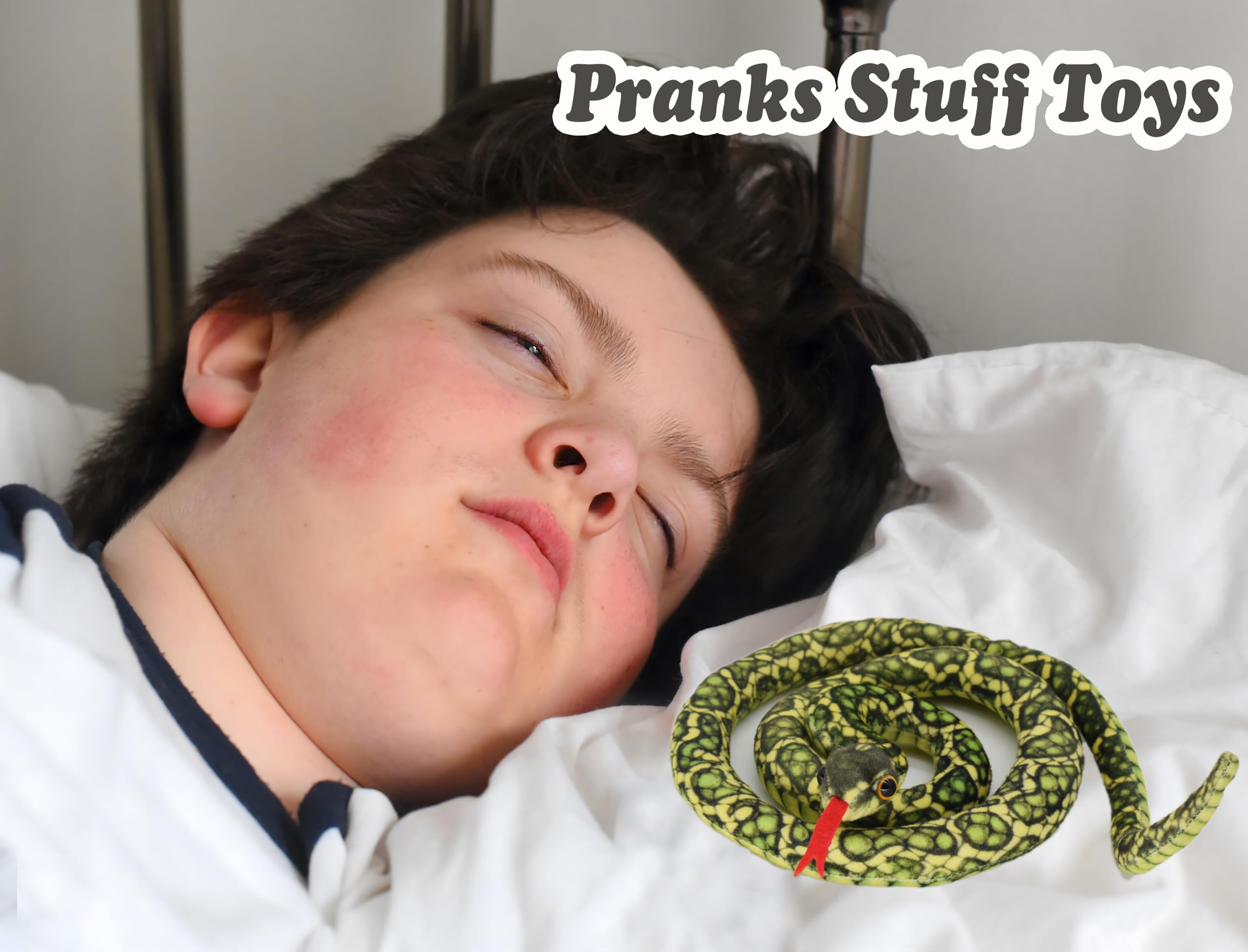 Bakalizoo 3.6 ft Long Soft Snake Plush – Realistic Green Stuffed Animal for Pranks, Gifts, and Decor