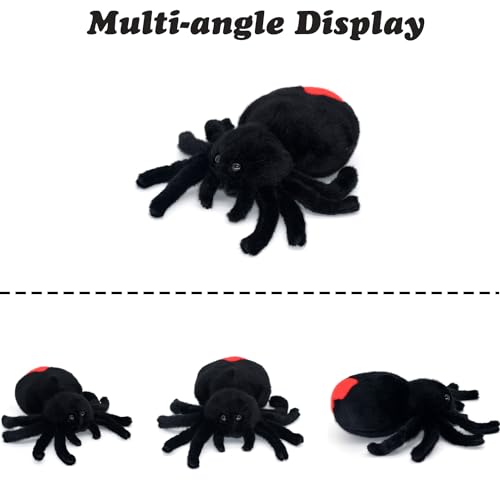 Bakalizoo Soft Spider Plush – Lifelike Stuffed Animal for Pranks, Halloween Decor & Gifts (Black, 7.9 Inches)