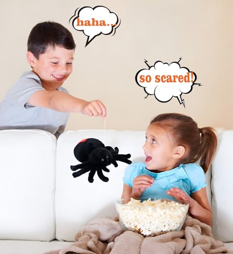 Bakalizoo Soft Spider Plush – Lifelike Stuffed Animal for Pranks, Halloween Decor & Gifts (Black, 7.9 Inches)