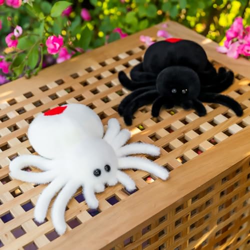 Bakalizoo Soft Spider Plush – Lifelike Stuffed Animal for Pranks, Halloween Decor & Gifts (Black, 7.9 Inches)