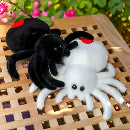 Bakalizoo Soft Spider Plush – Lifelike Stuffed Animal for Pranks, Halloween Decor & Gifts (Black, 7.9 Inches)