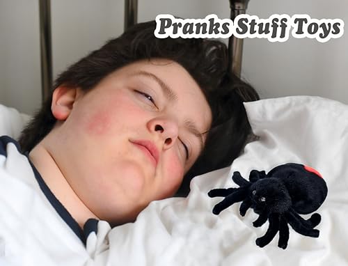 Bakalizoo Soft Spider Plush – Lifelike Stuffed Animal for Pranks, Halloween Decor & Gifts (Black, 7.9 Inches)