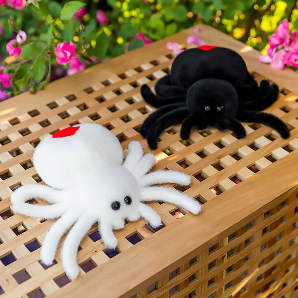 Bakalizoo Soft Spider Plush – Lifelike Stuffed Animal for Pranks, Halloween Decor & Gifts (Black, 7.9 Inches)