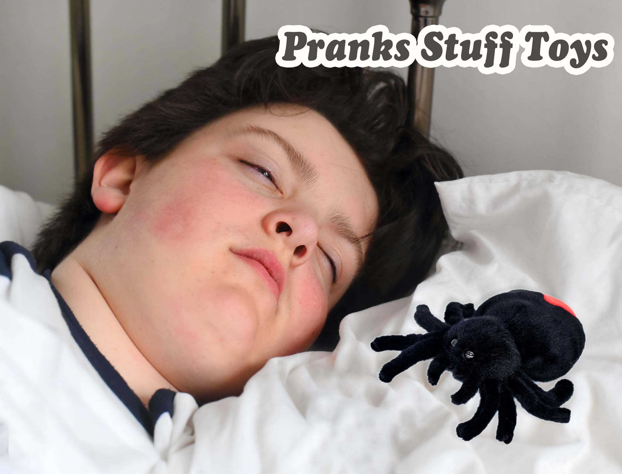 Bakalizoo Soft Spider Plush – Lifelike Stuffed Animal for Pranks, Halloween Decor & Gifts (Black, 7.9 Inches)
