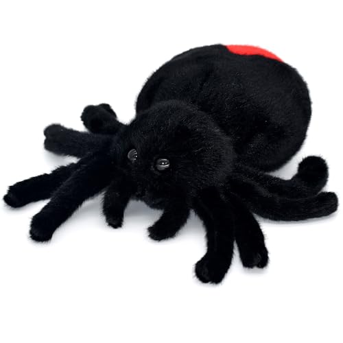 Bakalizoo Soft Spider Plush – Lifelike Stuffed Animal for Pranks, Halloween Decor & Gifts (Black, 7.9 Inches)