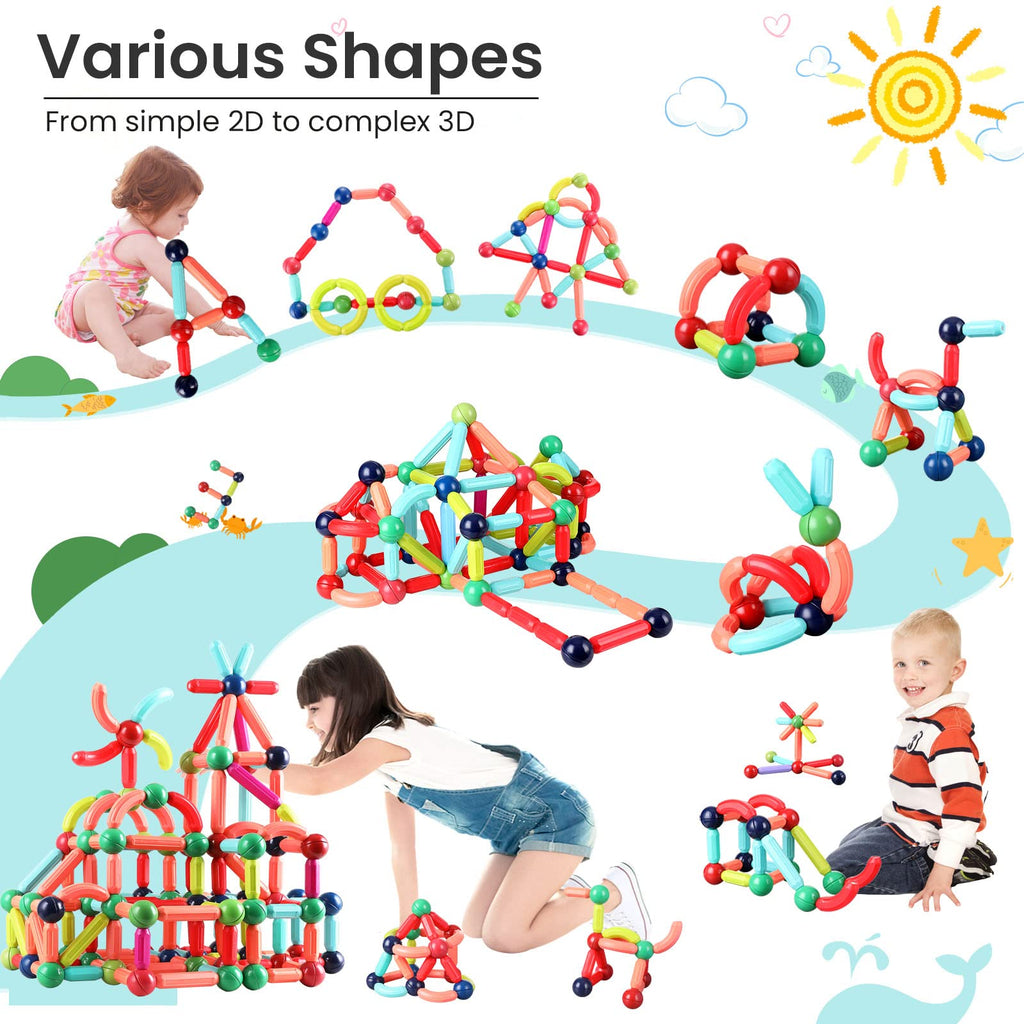 BAKAM 25-Piece Magnetic Building Set: STEM Learning Toy with Sticks and Balls for Kids Ages 4-8