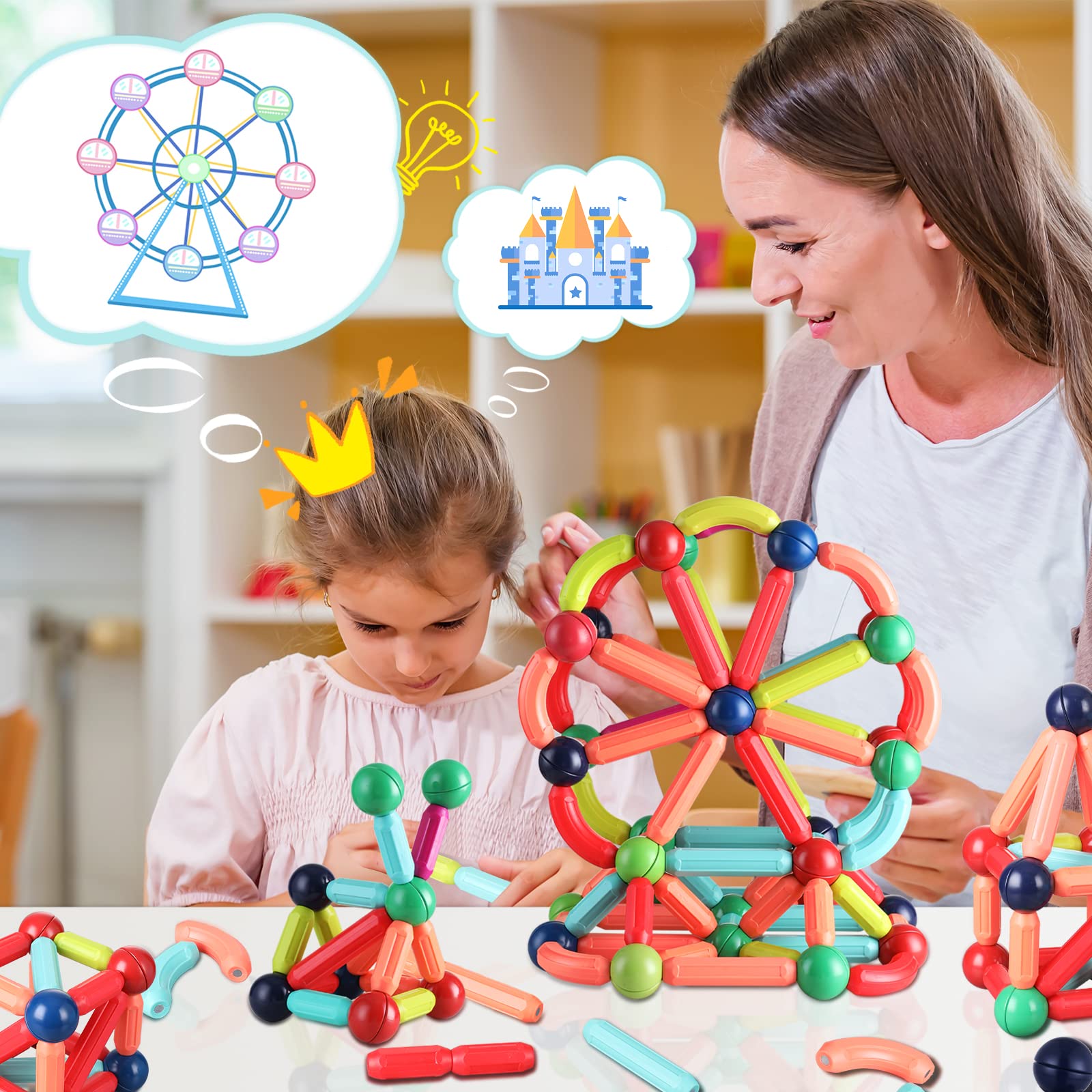 BAKAM 25-Piece Magnetic Building Set: STEM Learning Toy with Sticks and Balls for Kids Ages 4-8
