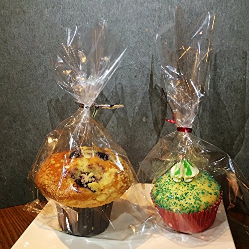 BakeBaking 200 Clear OPP Treat Bags 6x9" with 200 Twist Ties (6 Colors) - Food Grade, Thick, for Parties