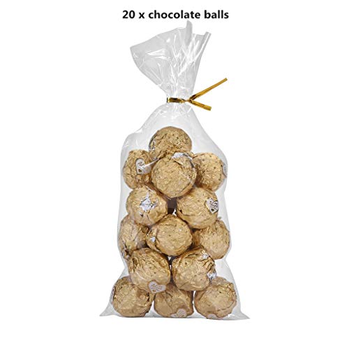BakeBaking 200 Clear Treat Bags 5x11 Inch with 200 Twist Ties – 1.4 Mil Extra Thick OPP Plastic Resealable