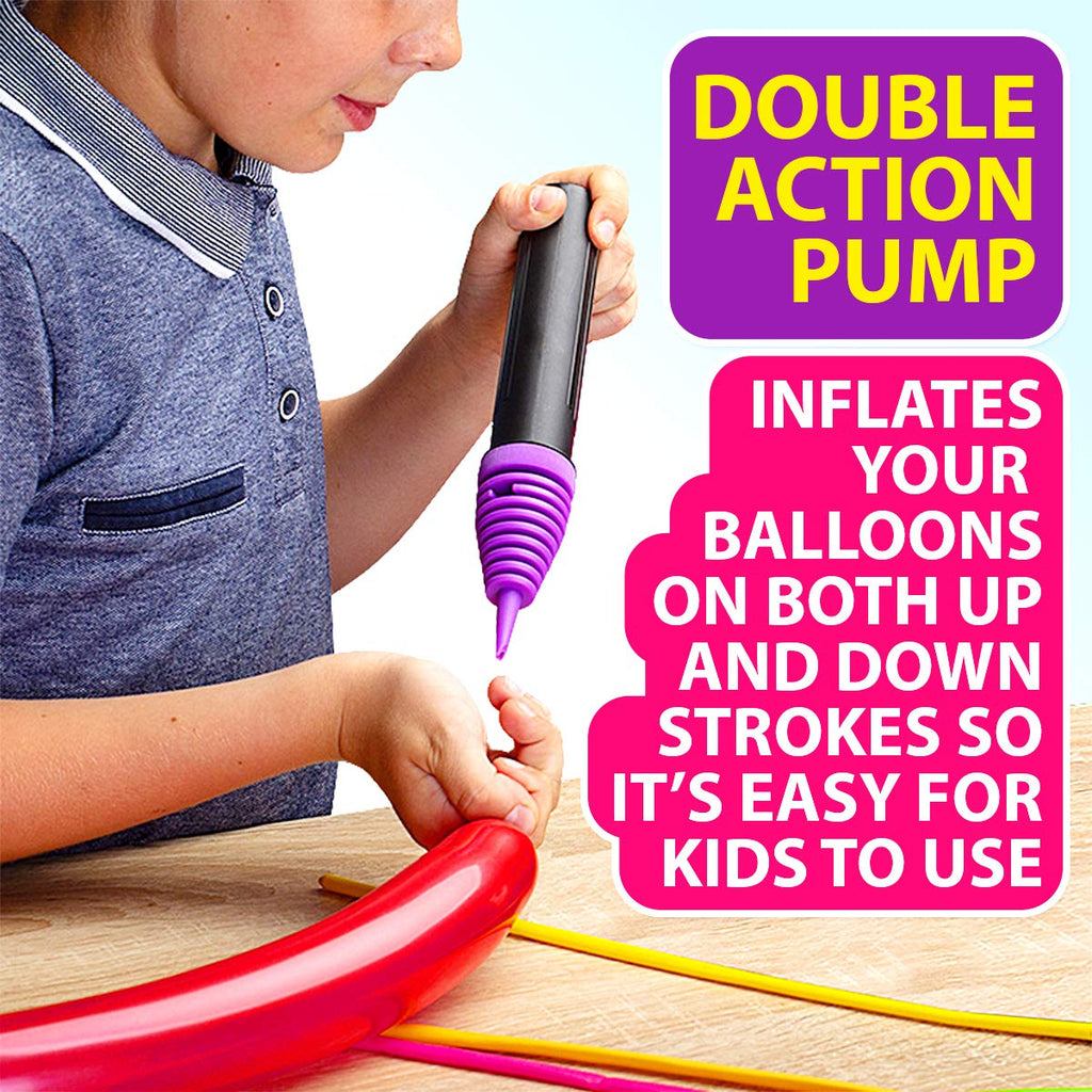 Balloon Animal Refill Pack – 200 Twisting Balloons with Double Action Hand Pump