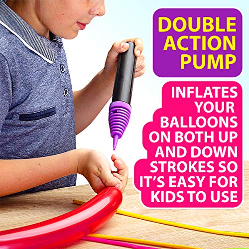 Balloon Animal Refill Pack – 200 Twisting Balloons with Double Action Hand Pump
