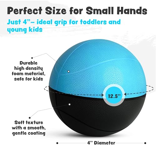 BAMMAX 4-Inch Soft Foam Mini Basketballs (2-Pack) – Silent Indoor Play for Kids & Toddlers