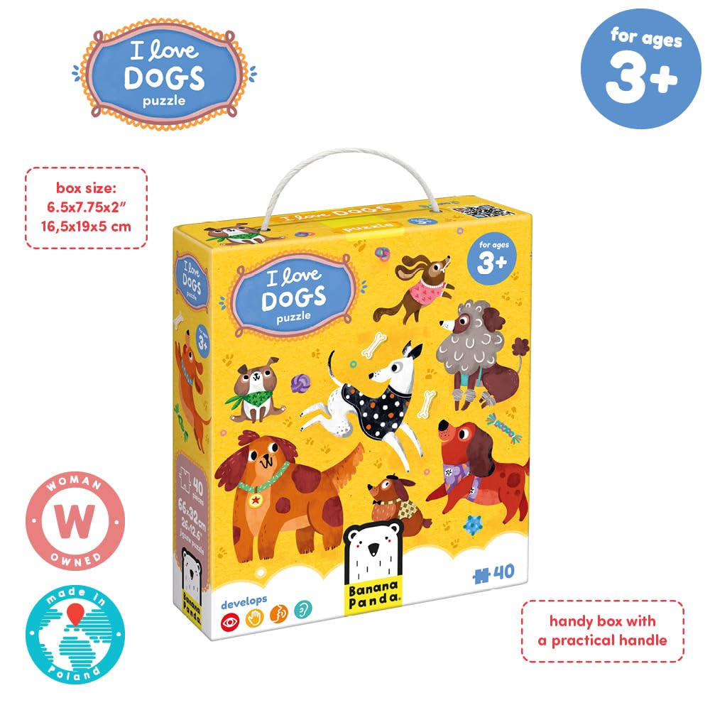 Banana Panda I Love Dogs Puzzle – 40-Piece Floor Puzzle for Toddlers Ages 3+