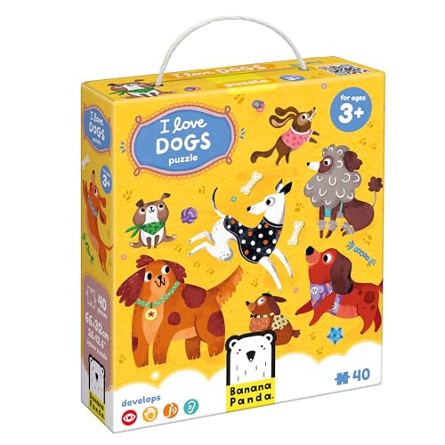 Banana Panda I Love Dogs Puzzle – 40-Piece Floor Puzzle for Toddlers Ages 3+