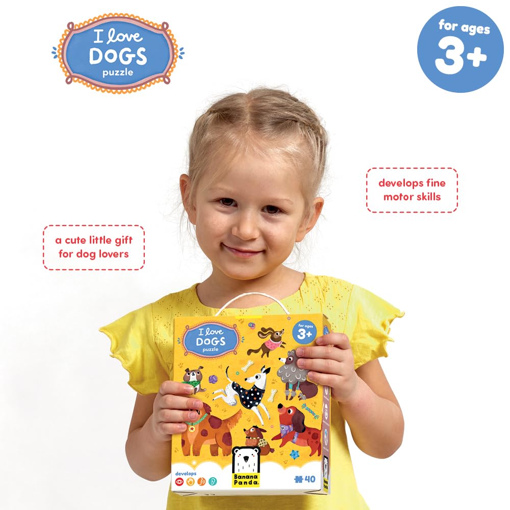 Banana Panda I Love Dogs Puzzle – 40-Piece Floor Puzzle for Toddlers Ages 3+