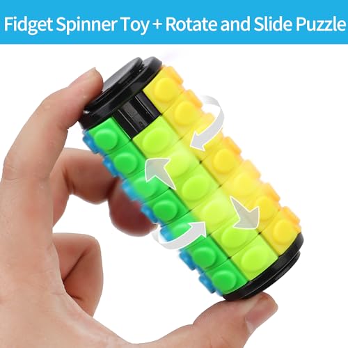 BananMelonBM Rotate and Slide Puzzle – 8-Color Fidget Toy with Finger Spinner (4-Layer + 8-Layer)