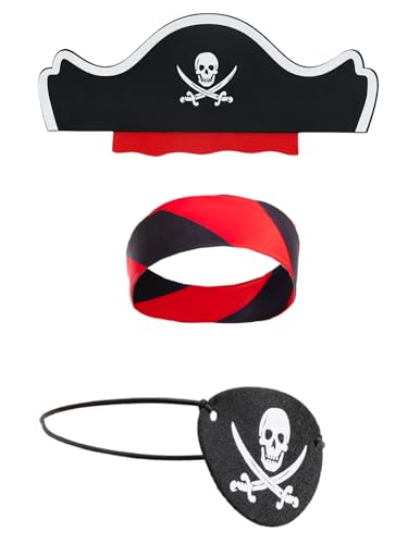 BanKids Pirate Costume for Kids – Complete Role Play Set with Hat, Eye Patch, and More (Ages 3-10)