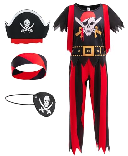 BanKids Pirate Costume for Kids – Complete Role Play Set with Hat, Eye Patch, and More (Ages 3-10)