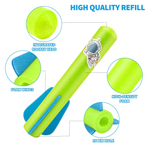 Banvih Rocket Launcher Refills – 8 Foam Air Rockets for Outdoor Play, Compatible with Most Launchers, DIY Stickers, Gift for Boys 3-8