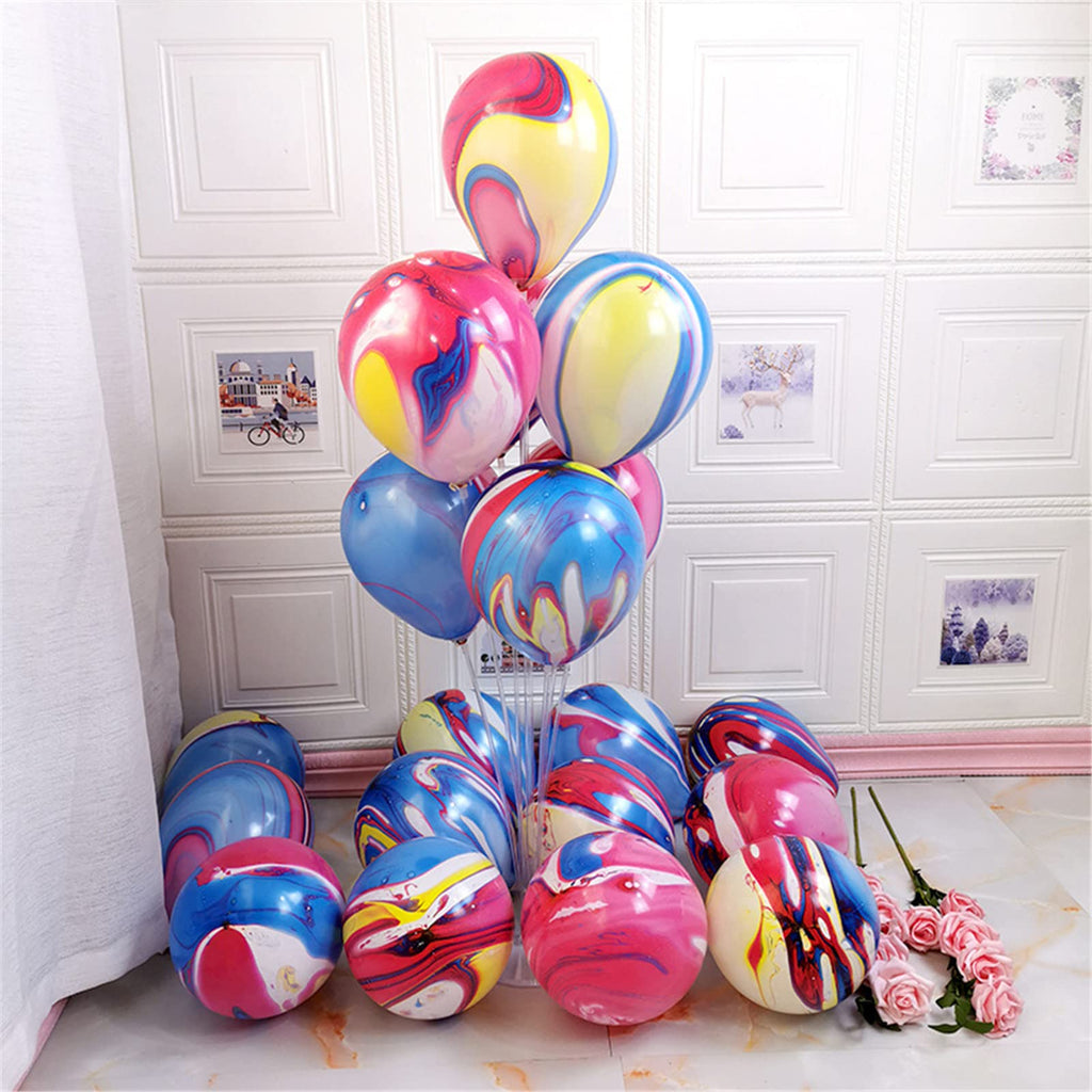 Banyeyun 50-Pack Rainbow Agate Marble Tie Dye Balloons - 12 Inch Latex Swirl Balloons for Party Decorations