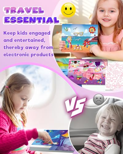 Baobrava Foil Art Fun Kit for Kids – Princess, Unicorn, Mermaid, Castle Crafts, No Mess Activity for Ages 4-8