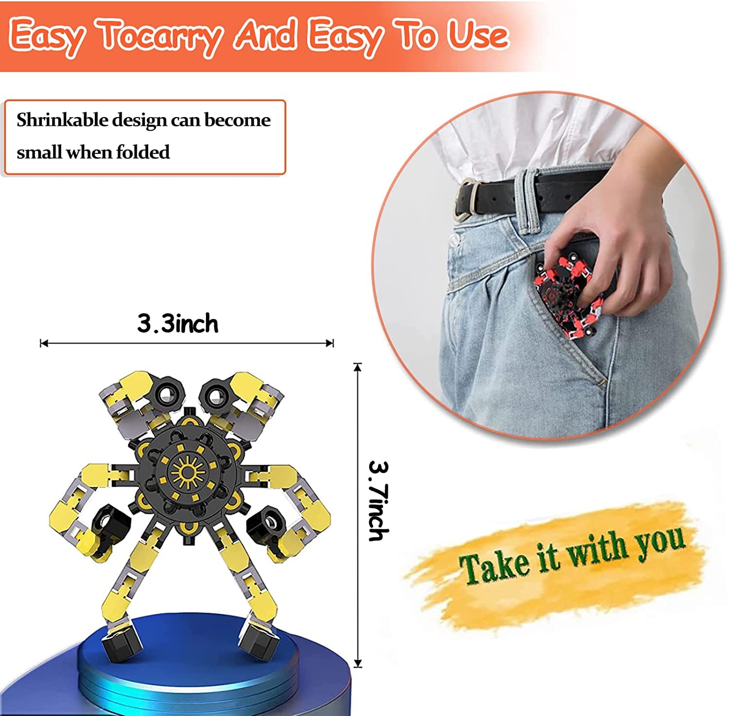 BAOERHUI 12 Pack Deformable Fidget Toys - DIY Robot Spinners Stress Relief Gyro for Kids Adults