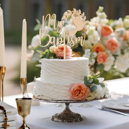 Baptism Cake Topper in Wood – 5.5" x 7.3" Design 001