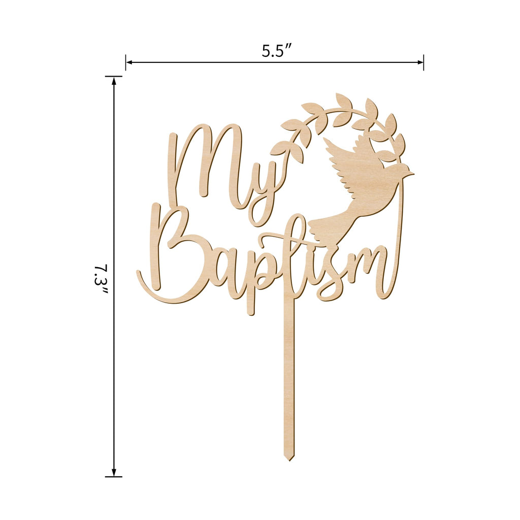 Baptism Cake Topper in Wood – 5.5" x 7.3" Design 001