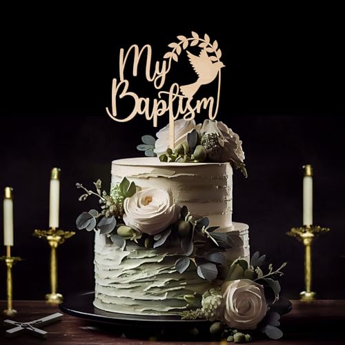 Baptism Cake Topper in Wood – 5.5" x 7.3" Design 001