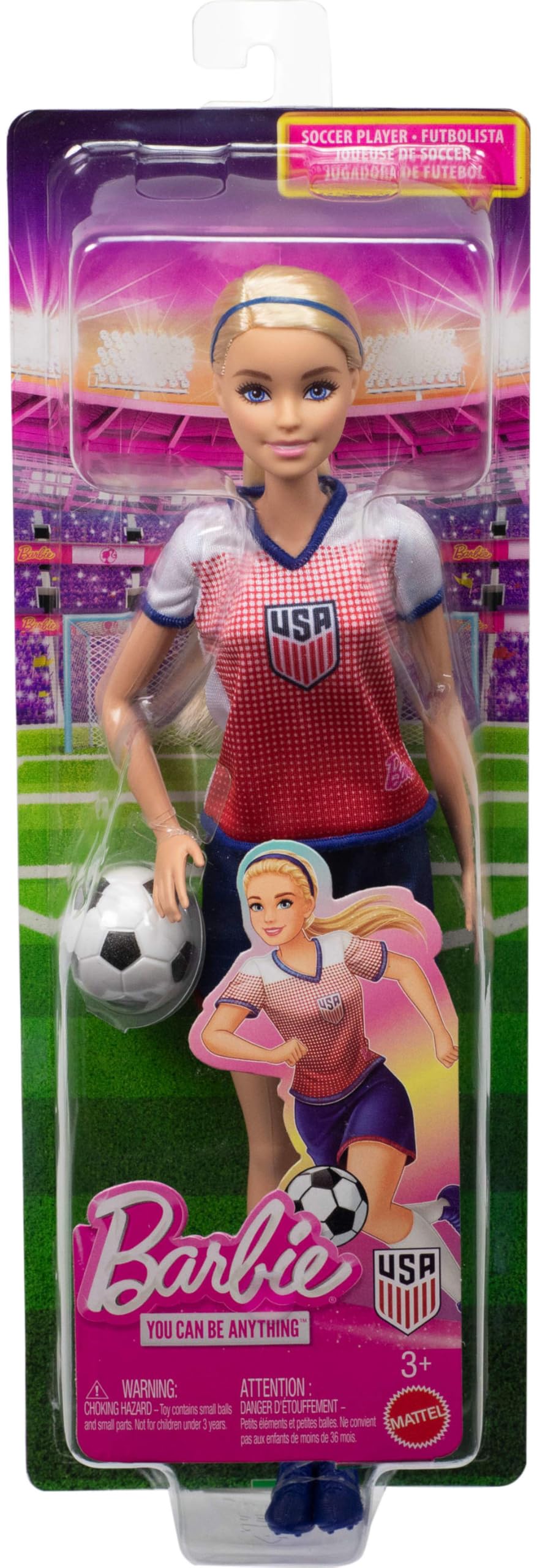 Barbie Careers USSF Soccer Doll - 11.5-Inch Fashion Doll with Removable Uniform and Soccer Ball Accessory