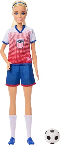 Barbie Careers USSF Soccer Doll - 11.5-Inch Fashion Doll with Removable Uniform and Soccer Ball Accessory