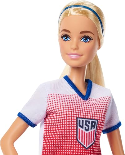 Barbie Careers USSF Soccer Doll - 11.5-Inch Fashion Doll with Removable Uniform and Soccer Ball Accessory