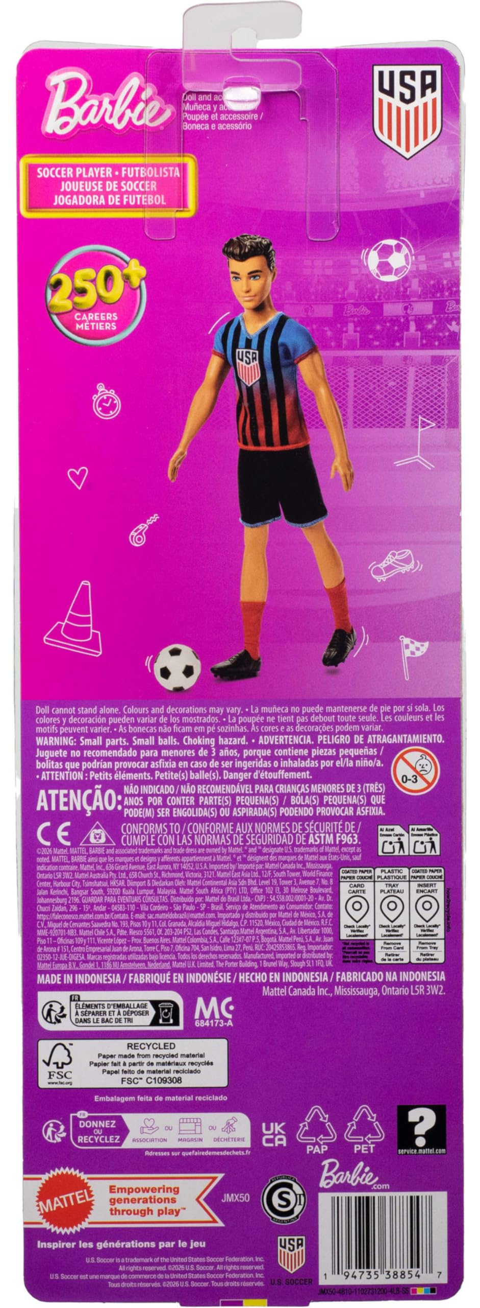 Barbie Careers USSF Soccer Ken Doll – 11.5 Inch with Removable Cleats and Soccer Ball