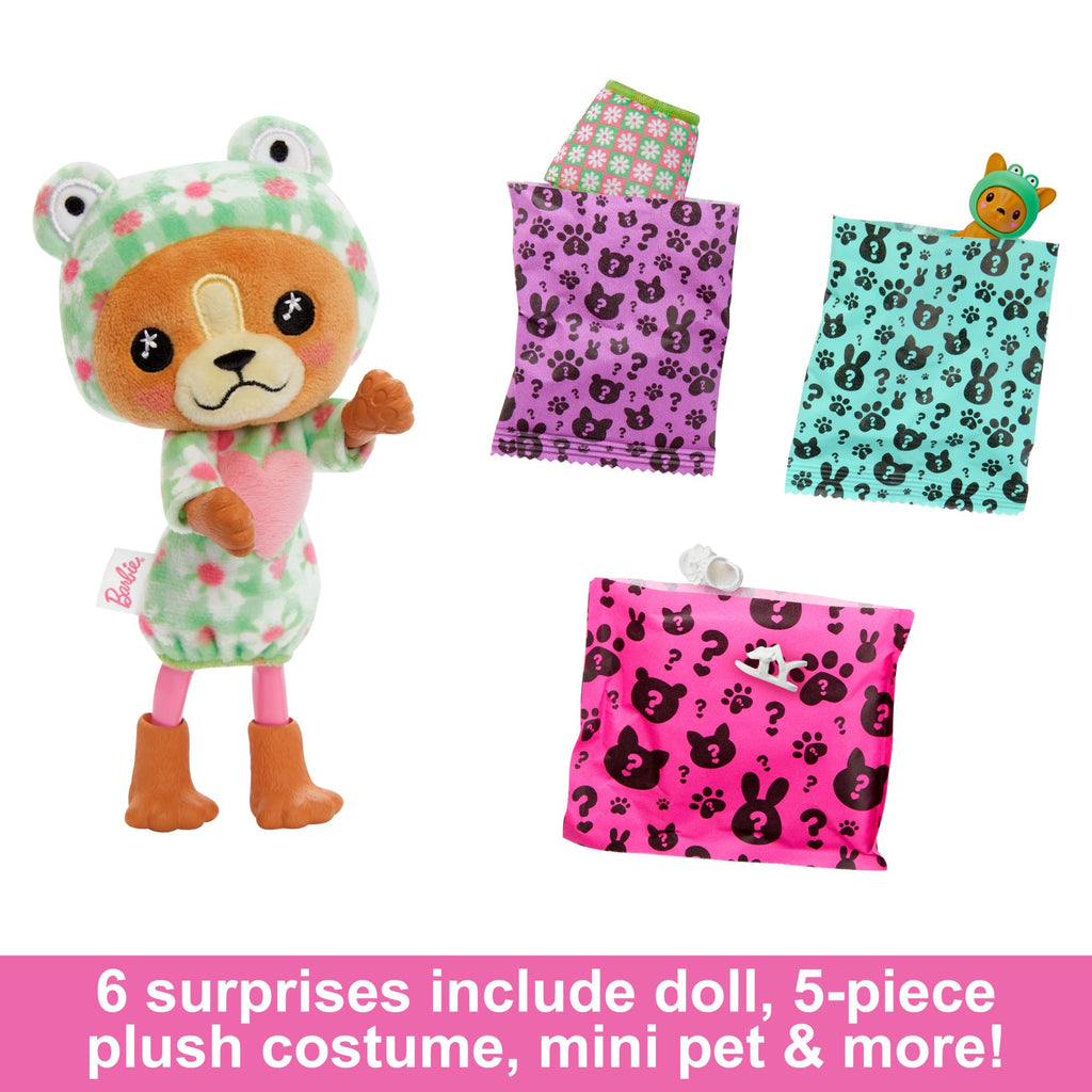 Barbie Cutie Reveal Chelsea Doll with Puppy Frog Costume, 6 Surprises & Color-Change Pet