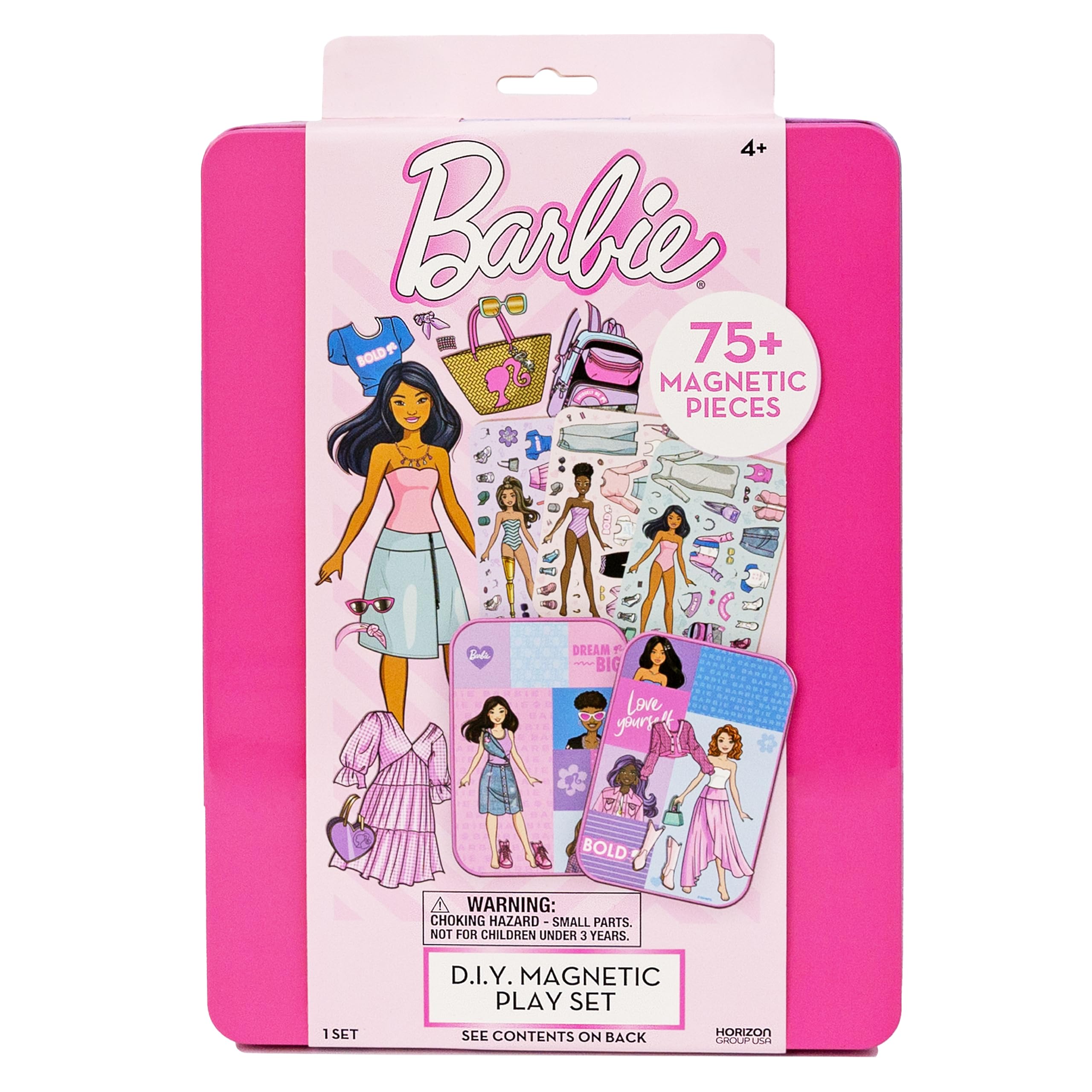Barbie D.I.Y. Magnetic Play Set: 75+ Pieces, 3 Magnetic Dolls, Travel-Friendly Dress-Up Toy for Kids Ages 4+