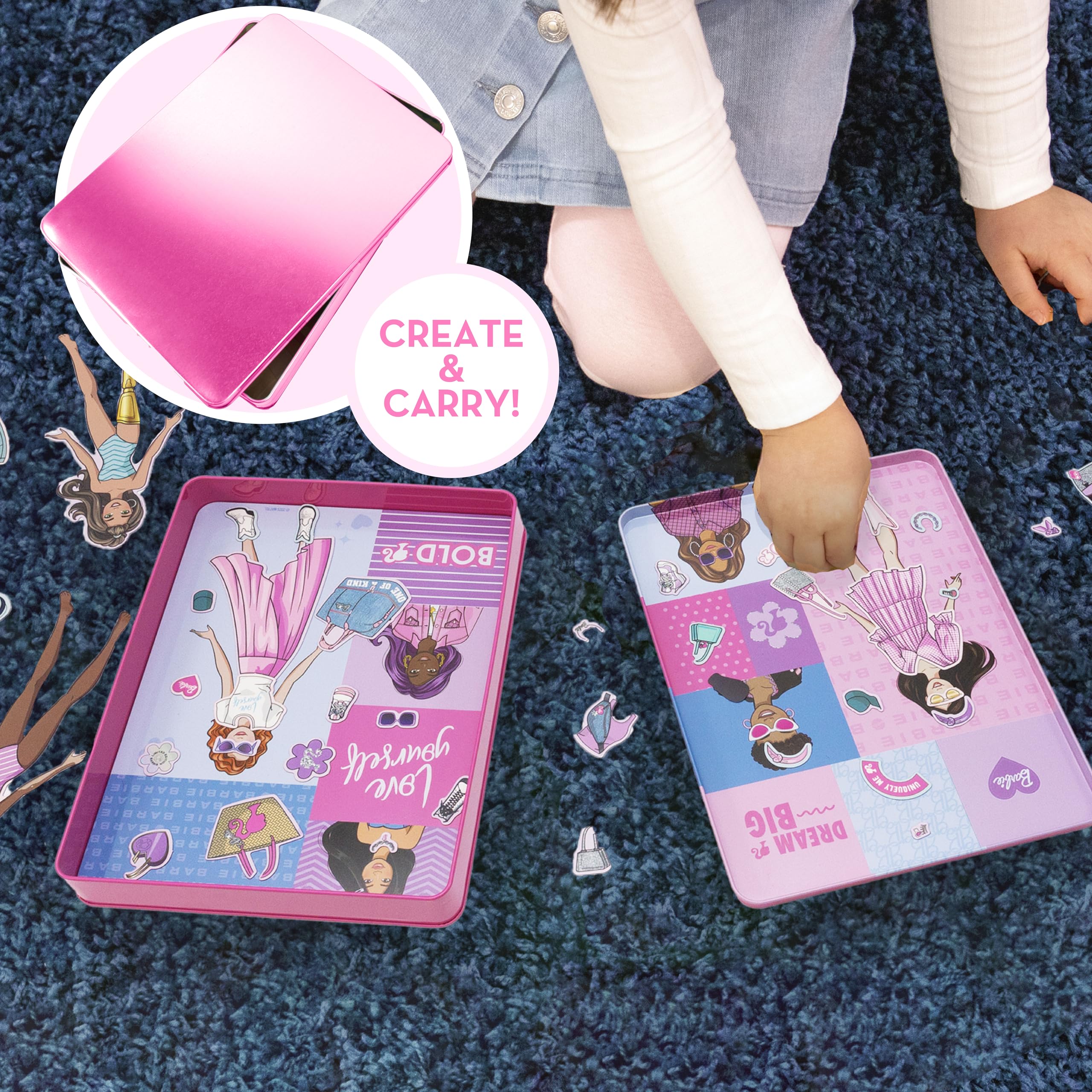 Barbie D.I.Y. Magnetic Play Set: 75+ Pieces, 3 Magnetic Dolls, Travel-Friendly Dress-Up Toy for Kids Ages 4+