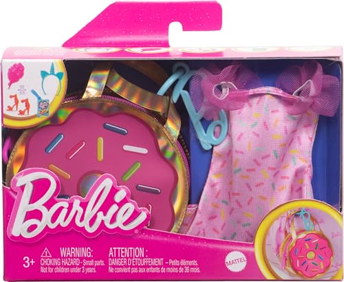 Barbie Donut Keychain Bag Set: Sprinkle Dress, 5 Candy Accessories for Dolls