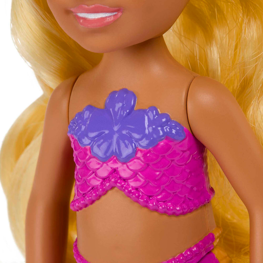 Barbie Dreamtopia Chelsea Mermaid Doll with Removable Floral Headband – Wavy Blonde Hair & Ombre Tail