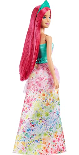 Barbie Dreamtopia Royal Fashion Doll with Dark-Pink Hair, Sparkly Bodice, and Removable Skirt & Accessories