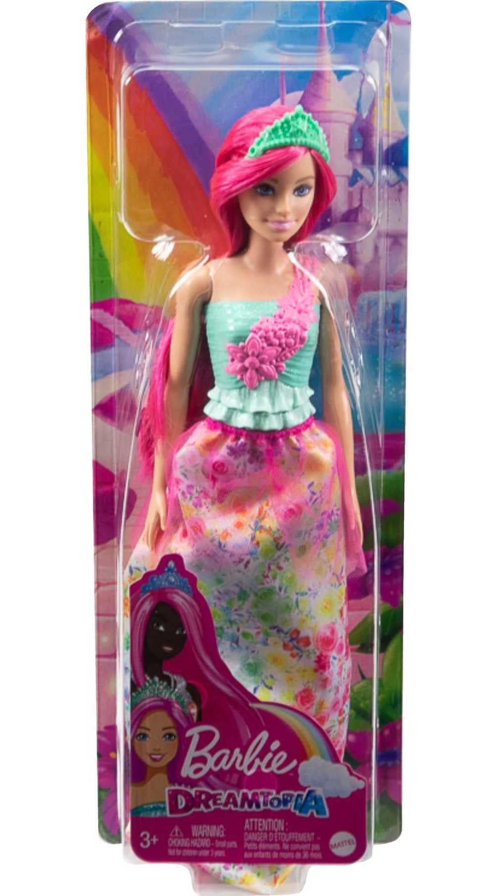 Barbie Dreamtopia Royal Fashion Doll with Dark-Pink Hair, Sparkly Bodice, and Removable Skirt & Accessories