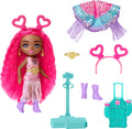 Barbie Extra Fly Minis Travel Doll - Desert Festival Look with Magenta Hair, Fringe Jacket & Accessories, 5.5-inch