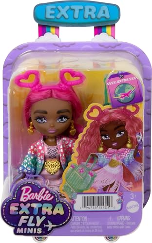 Barbie Extra Fly Minis Travel Doll - Desert Festival Look with Magenta Hair, Fringe Jacket & Accessories, 5.5-inch
